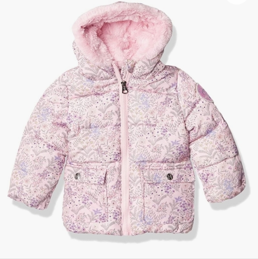 Jesica Simpson Floral Print‎ Faux Fur Lined Puffer Jacket
